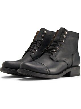 Men's Black Matte Pull Up Cap Toe Comfort Heritage Oxford Ankle Chukka Boot